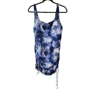 Lands End Swimsuit Womens Size 12 One Piece Tankini Tie Dye Blue Swimwear